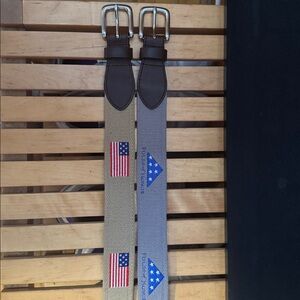2 pack - Belts American Flag and Folds of Honor with real leather.